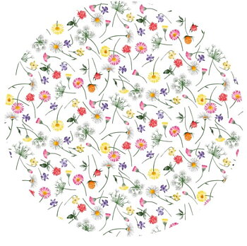 Vaxduk Rund Småblommig Rosa/Gul 140cm