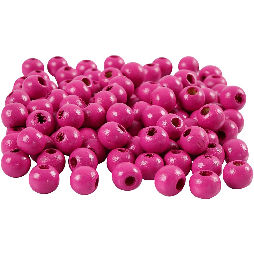 Rosa träpärlor