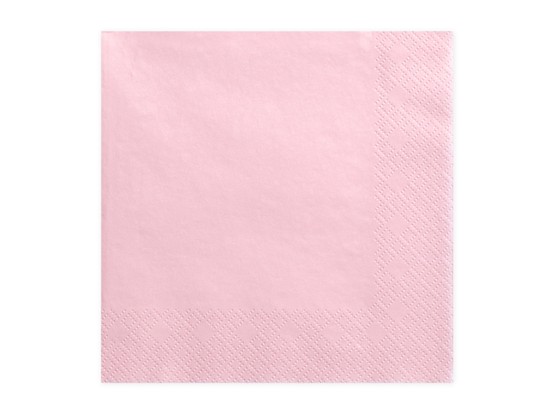Servetter, 3 lager, ljust pulver rosa, 33x33cm
