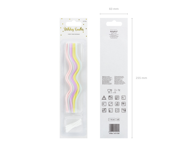 Födelsedagsljus curl, mixade, 14cm - 3