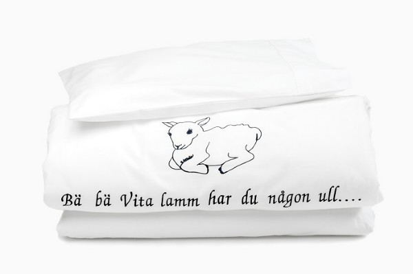 Eco-Babypåslakan Bä bä vita lamm 70x80+28x35