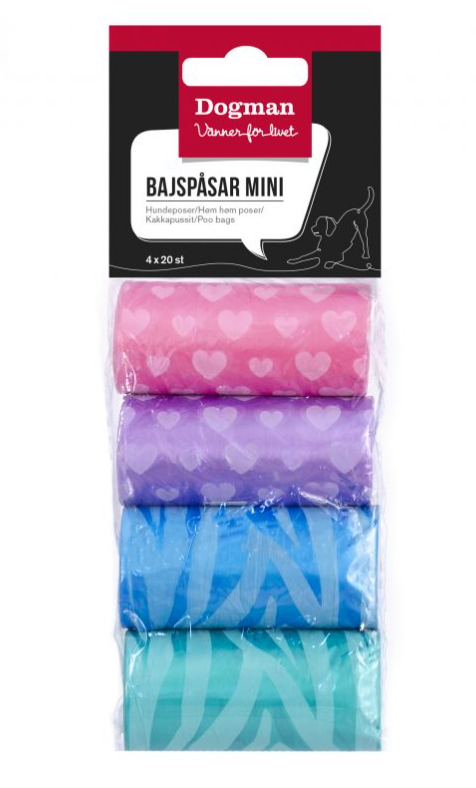 Dogman Bajspåsar mini 4x20p Flerfärgad