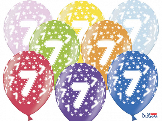Ballonger 30cm, 7-årsdag, Metallic Mix