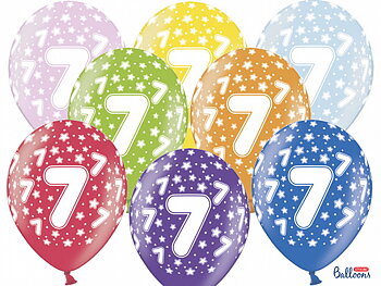 Ballonger 30cm, 7-årsdag, Metallic Mix