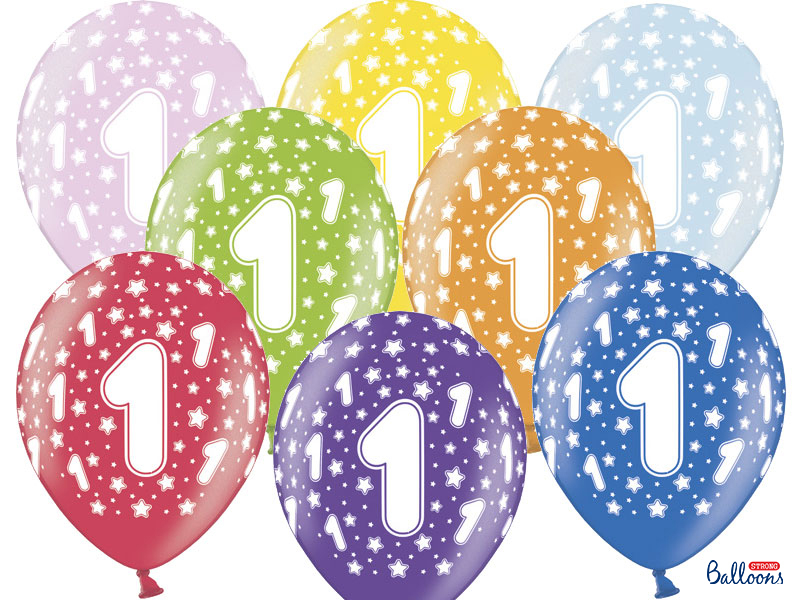 Ballonger 30cm, 1:a födelsedag, Metallic Mix
