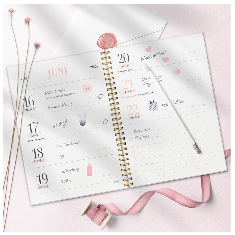Kalender 2025 Life Planner Pink horisontell - 2