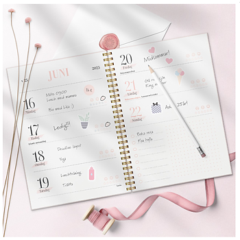Kalender 2025 Life Planner Pink horisontell