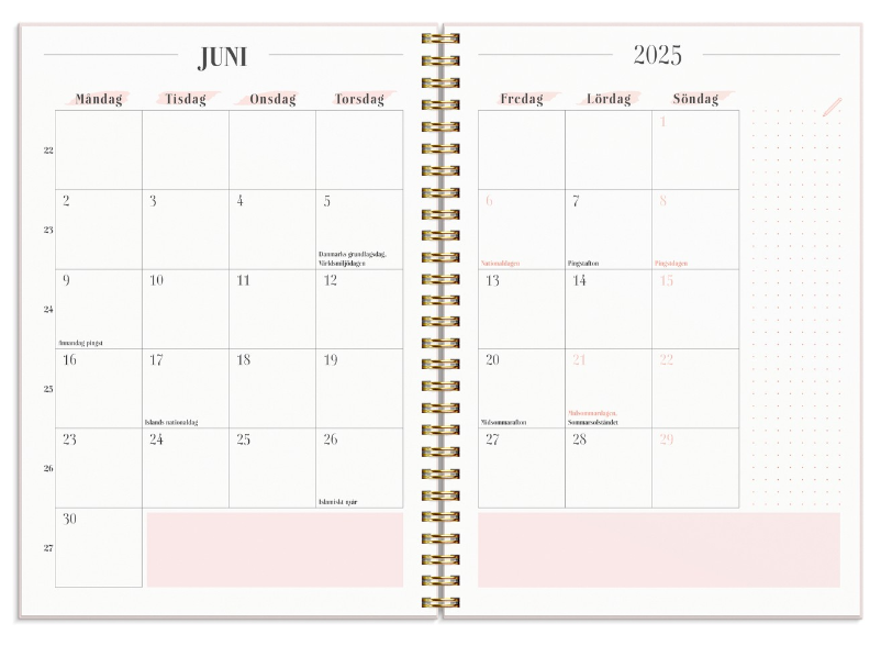 Kalender 2025 Life Planner Pink horisontell - 4