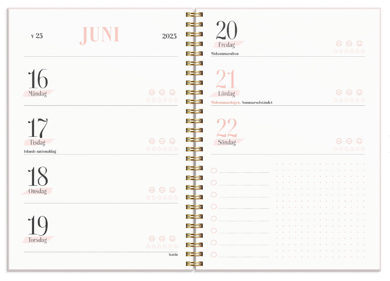 Kalender 2025 Life Planner Pink horisontell - 3