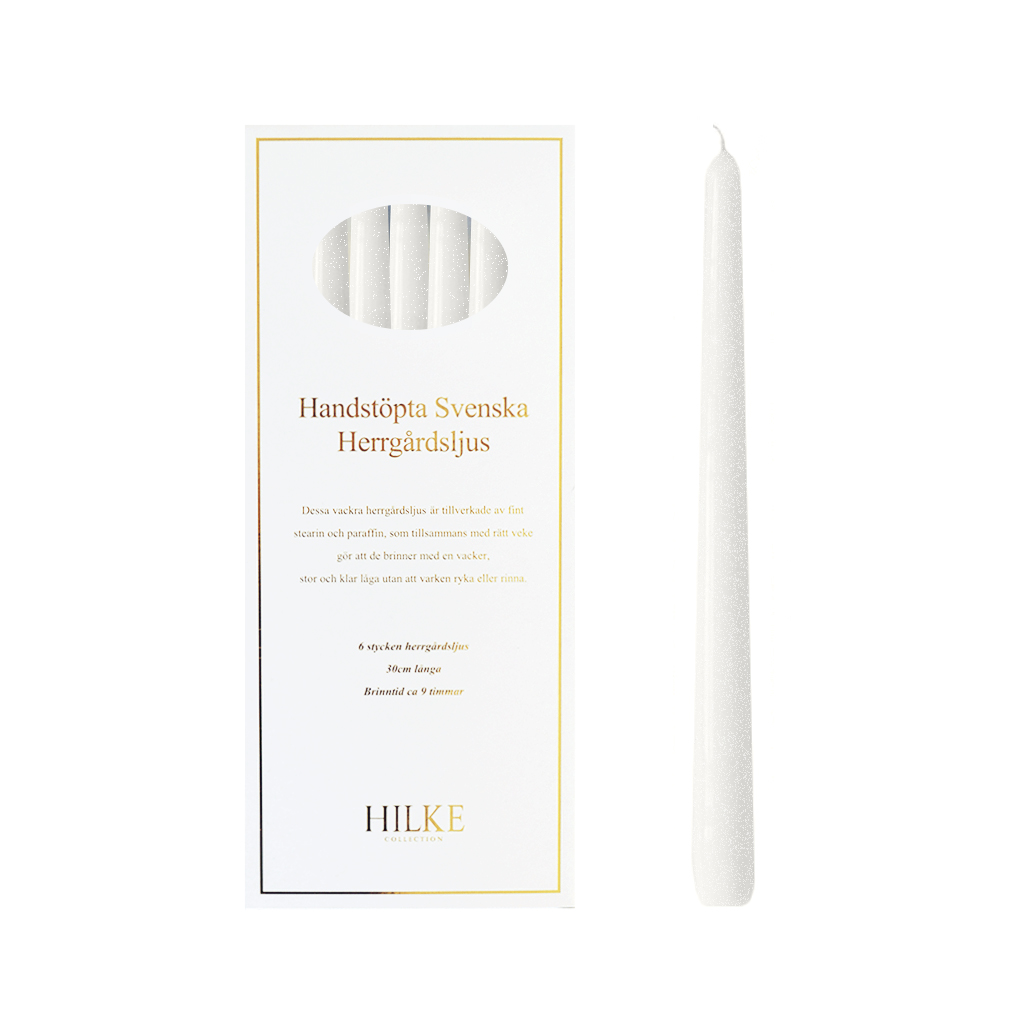 Hilke collection - herrgårdsljus 6-P, pärlvit glans