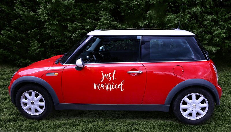 Wedding day car sticker - Just married, 33x45cm - 3