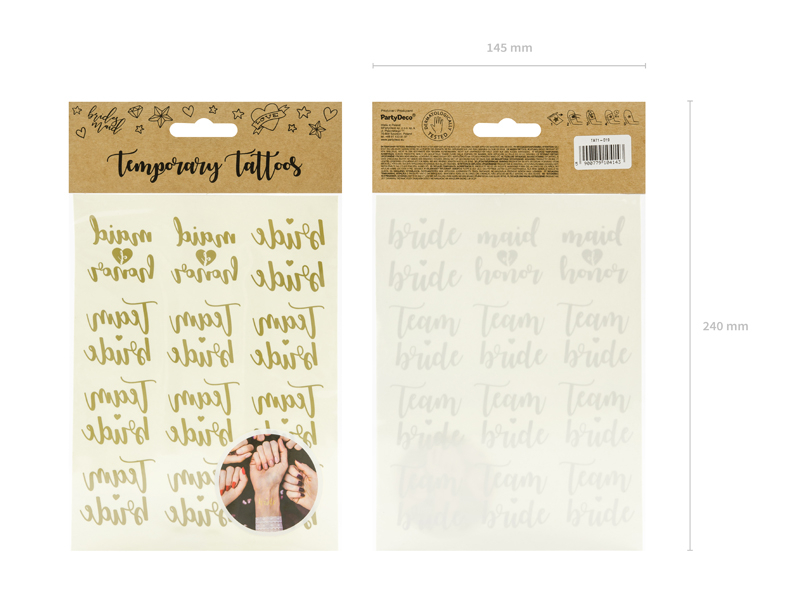 Temporary tattoos Bachelorette party, gold - 3