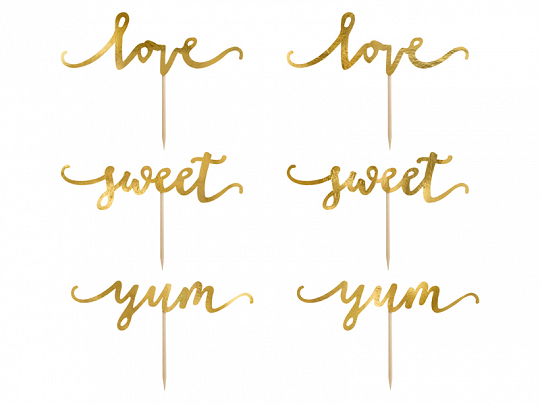 Cupcake toppers Love, gold, 13cm