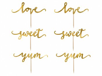 Cupcake toppers Love, gold, 13cm