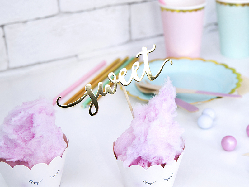 Cupcake toppers Love, gold, 13cm - 2