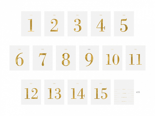 Table numbers - set of labels, 9.5x12cm