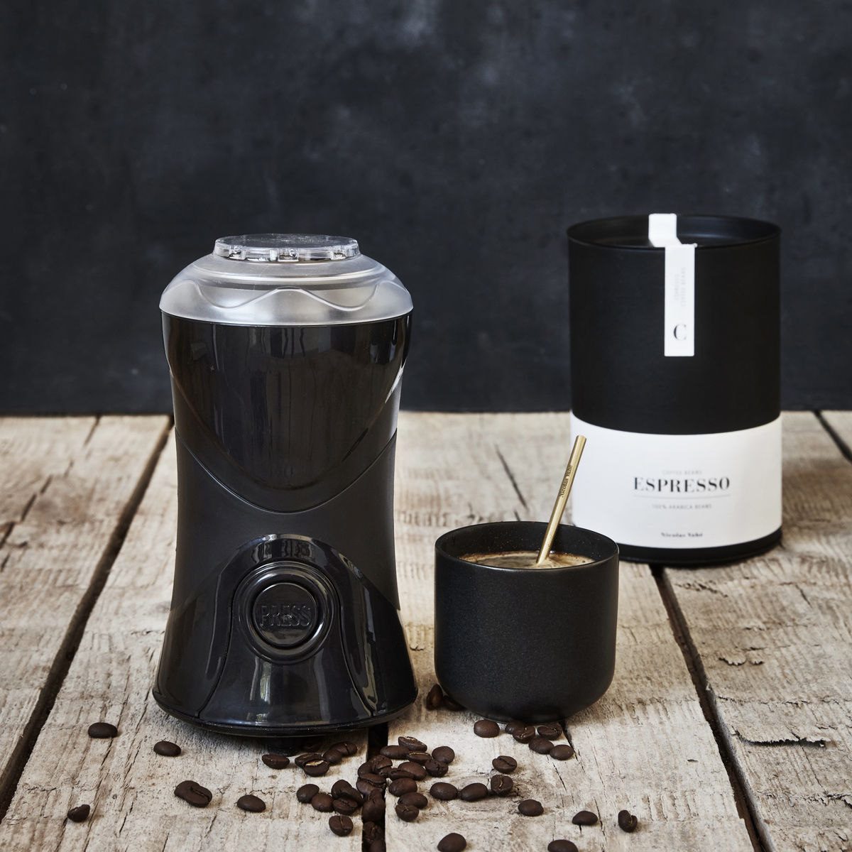 Coffee grinder, Matte black dia: 10.5 cm, h: 19 cm, Capacity 50 g. - 2
