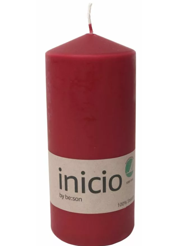 inicio Blockljus Röd 100% stearin 67x150mm