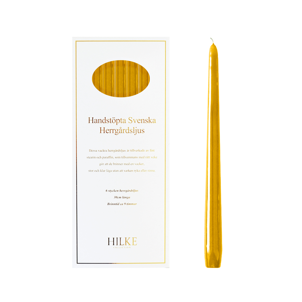 Hilke collection - herrgårdsljus 6-p, senapsgul glans