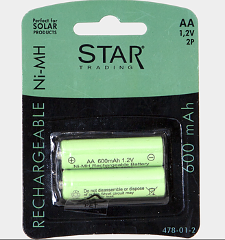 Laddbart batteri AA 600MAH NI-MH 2-P