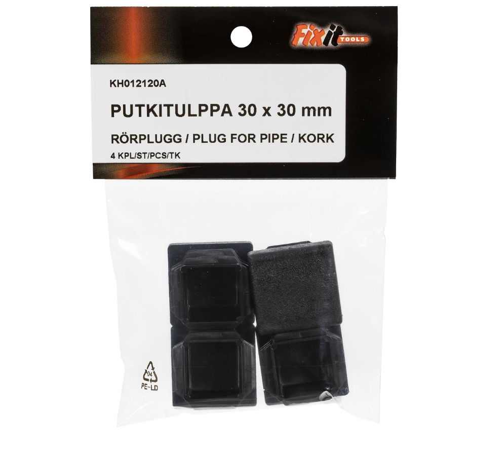 Rörplugg30X30 4st svart - 2