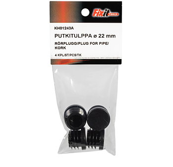Rörplugg 22MM 4ST svart plast