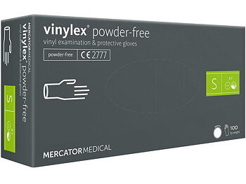 Puderfria handskar i vinyl för engångsbruk stl S 6-7