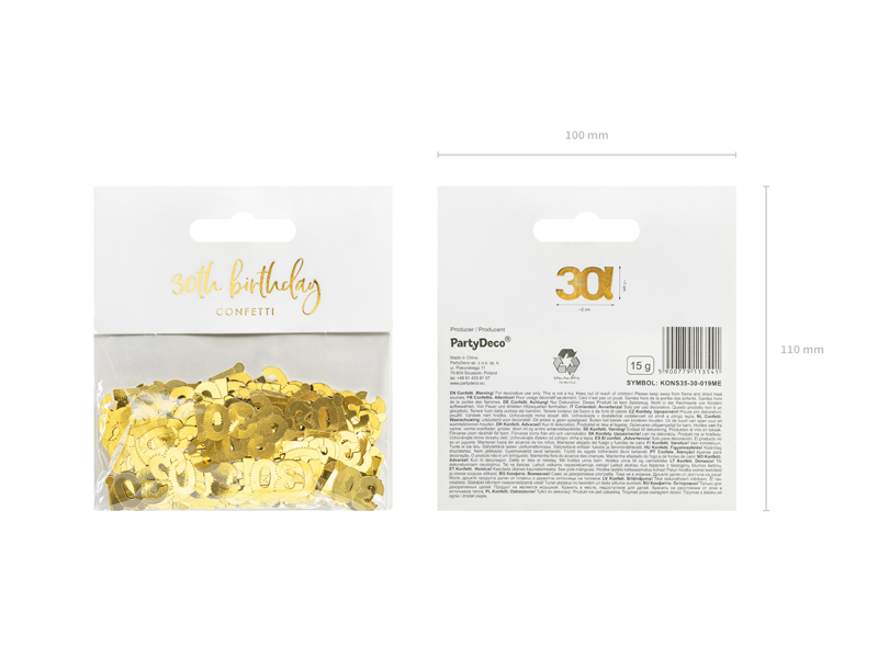 Metallisk konfetti, nummer 30, 15g - 3