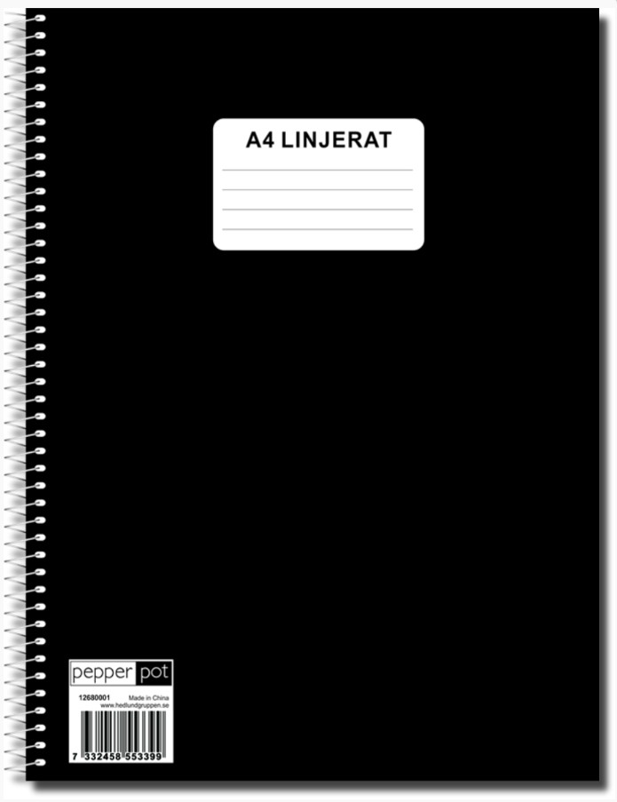 Kollegieblock Black A4 linjerat