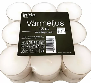 inicio Värmeljus plastkopp vita 18-pack