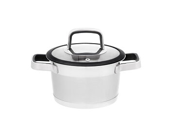 Kastrull med glaslock, stål 16 cm