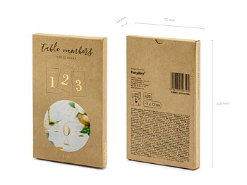Tranparent table numbers, gold, 7x12cm