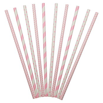 PAPER STRAWS PINK MIX 24-PACK