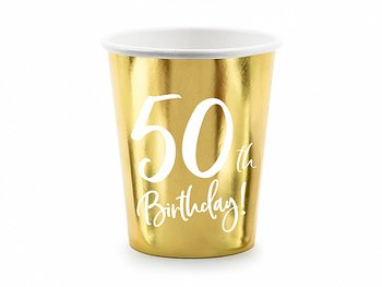 Pappersmugg 50th Birthday, gold, 220ml