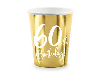 Pappersmugg 60th Birthday, gold, 220ml