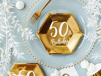 Papptallrik 50th Birthday, gold, 20cm