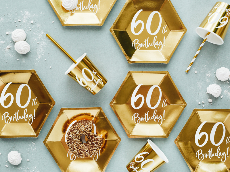 Papptallrik  60th Birthday, gold, 20cm - 2