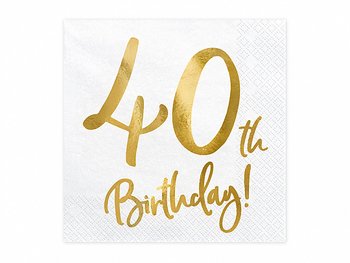 Servetter 40th Birthday, white, 33x33cm