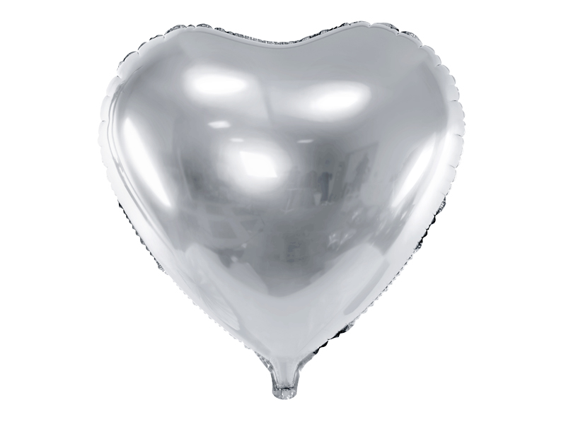 Folie ballong hjärta, 61cm, silver