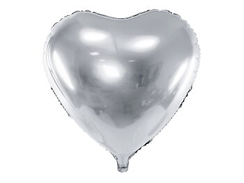 Folie ballong hjärta, 61cm, silver