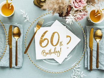 Servetter  60th Birthday, white, 33x33cm