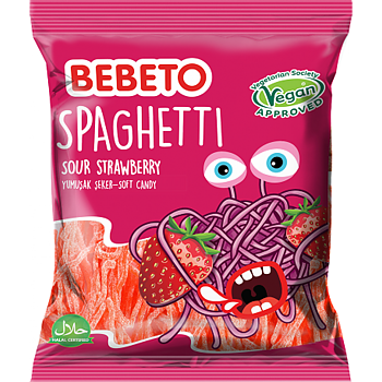 Bebeto spagetti sur jordgubbe 70g