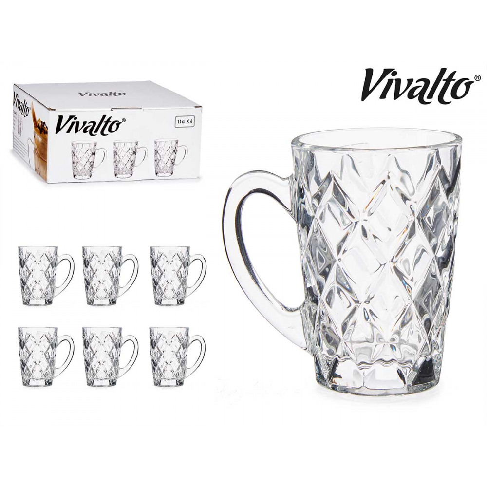 Glasmugg med diamantmönster 6-pack