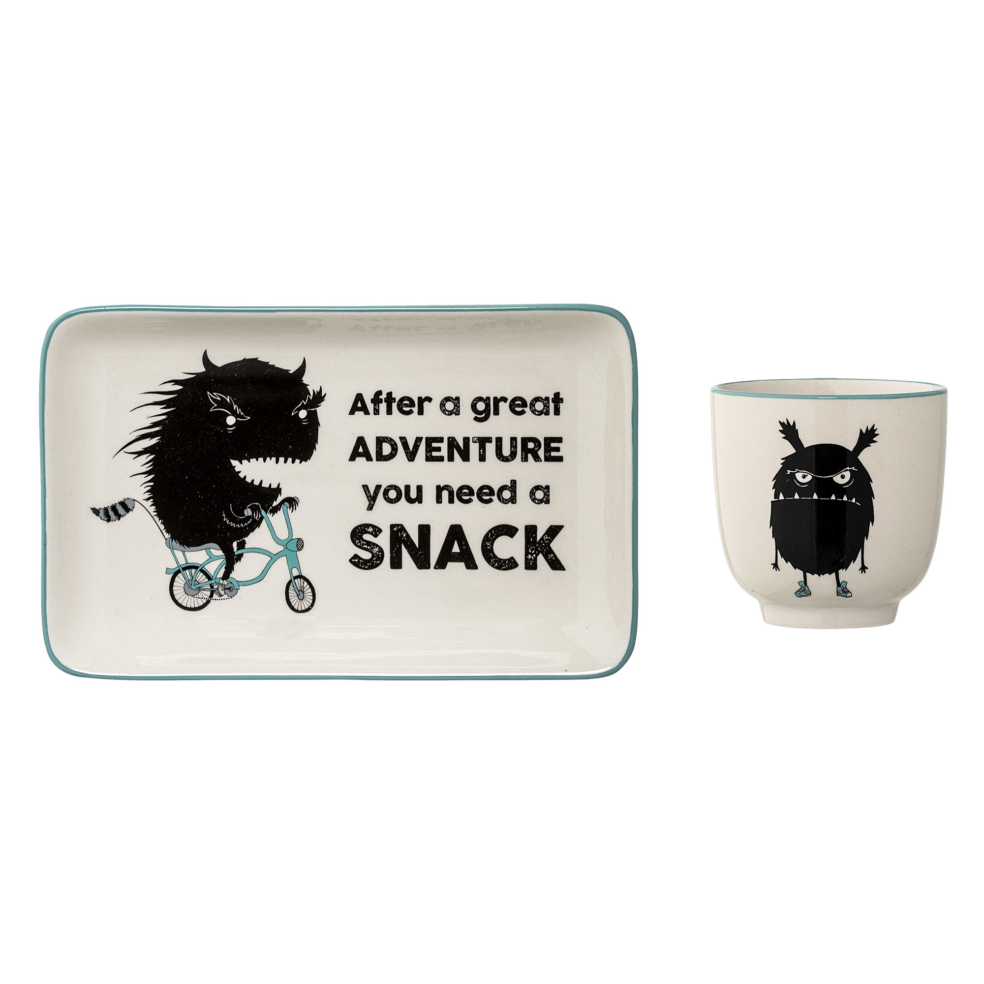 Monster mugg & tallrik, Vit, Stengods Bloomingville