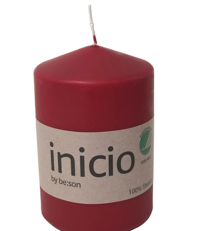 inicio Blockljus Röd 100% stearin 67x100mm