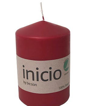 inicio Blockljus Röd 100% stearin 67x100mm