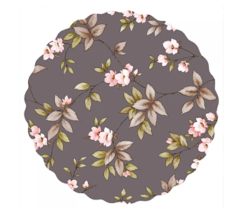 Vaxduk rund blomkvist grå/rosa