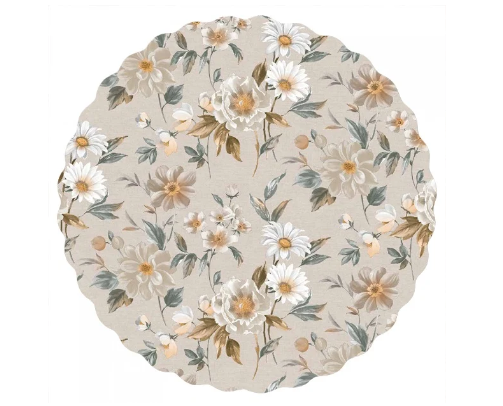 Vaxduk rund blomma beige