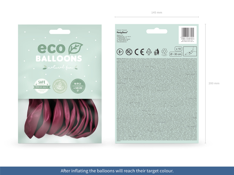 Eco Ballonger 30cm pastell, djupröd - 2