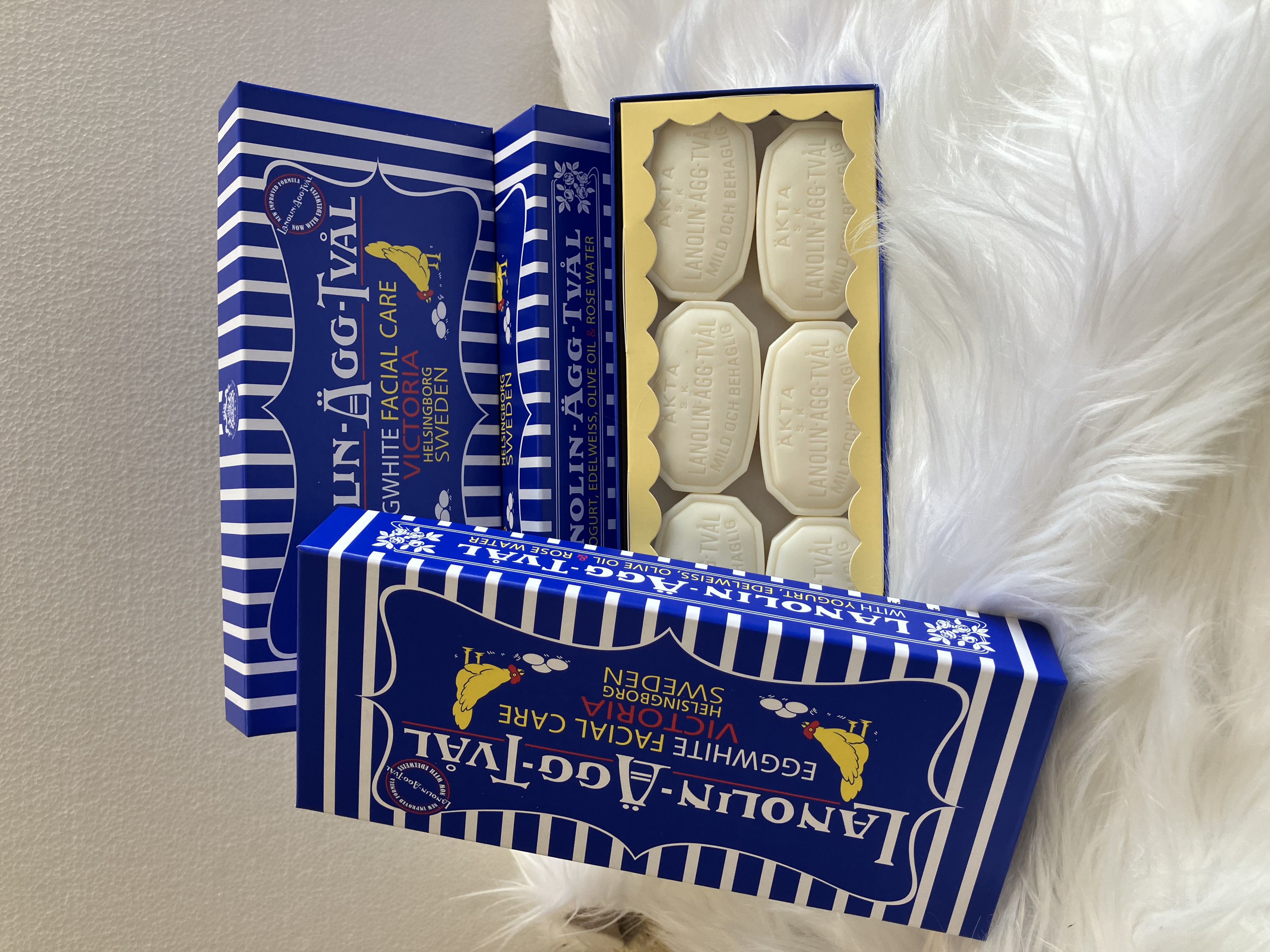 Lanolin Eggwhite Facial Soap Striped 11x6-pack (6x50g)